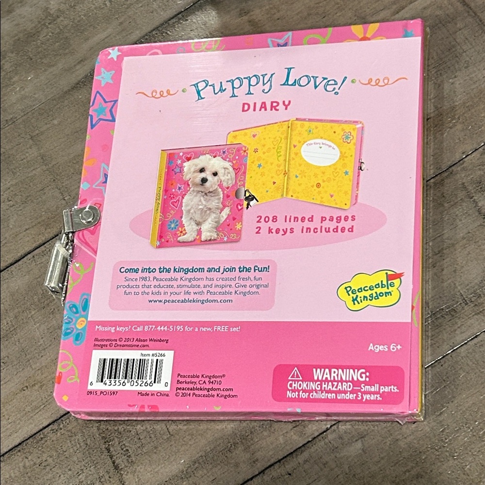 Puppy Love Diary/Journal Book For Kids With Lock And Keys Hardcover Bichon Cover - Picture 2 of 6